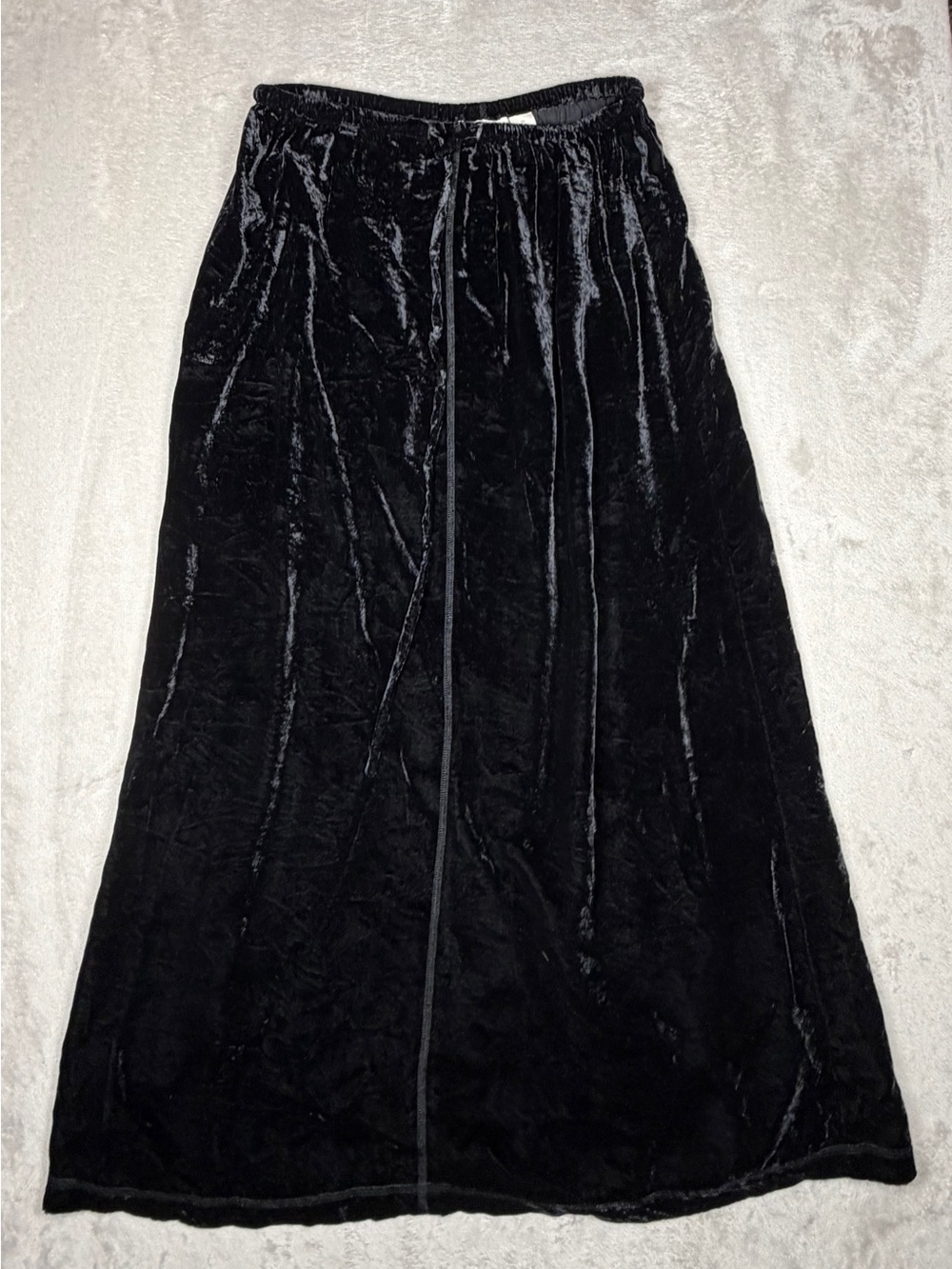Vintage J.Jill Black Velvet Drawstring Y2K Boho Style Maxi Skirt Size Medium